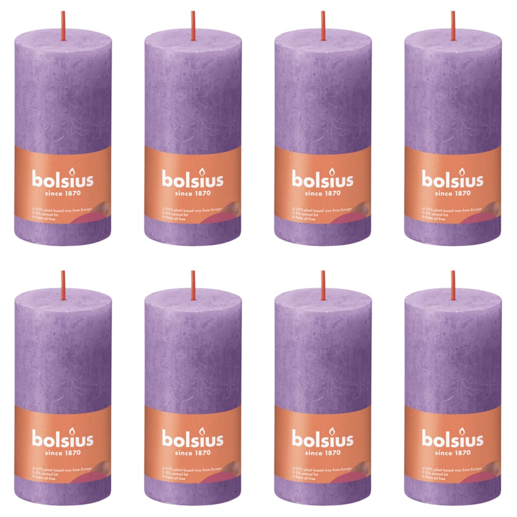 Bolsius Bougies pilier Bolsius Shine 8 pcs rustique 100x50 mm violet vif