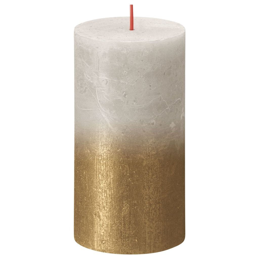 Bougie pilier Bolsius coucher de soleil 13x6,8 cm gris or