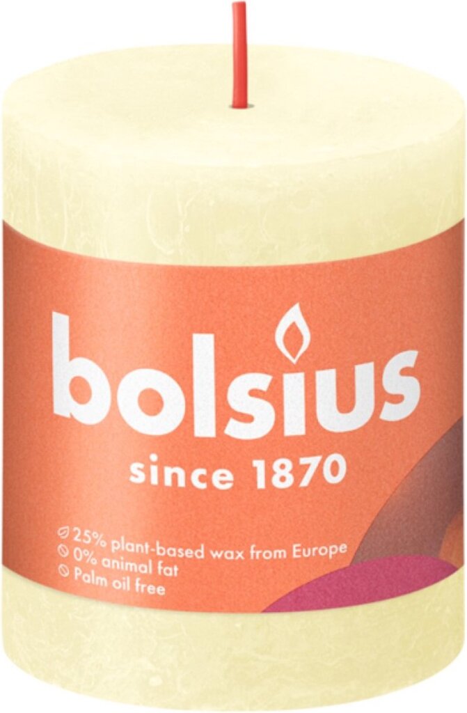 Bougie pilier Bolsius rustique jaune beurre 8 cm 7 cm