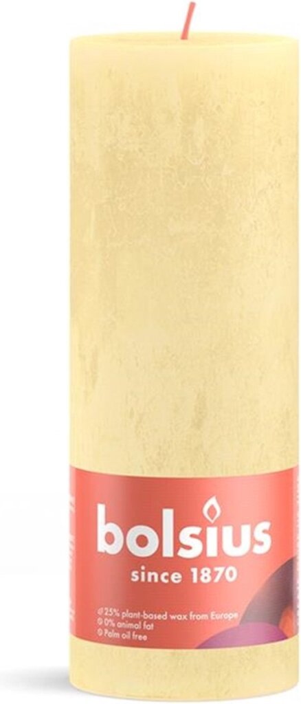 Bougie pilier Bolsius rustique jaune beurre 19 cm oslash; 7 cm