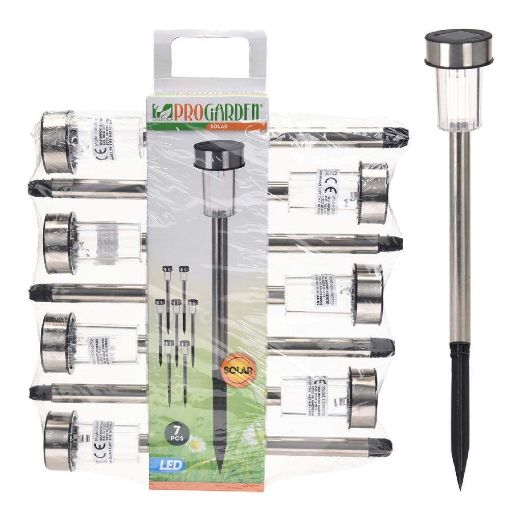 Lampe solaire de jardin Pro 360 mm en acier inoxydable lot de 7 pièces