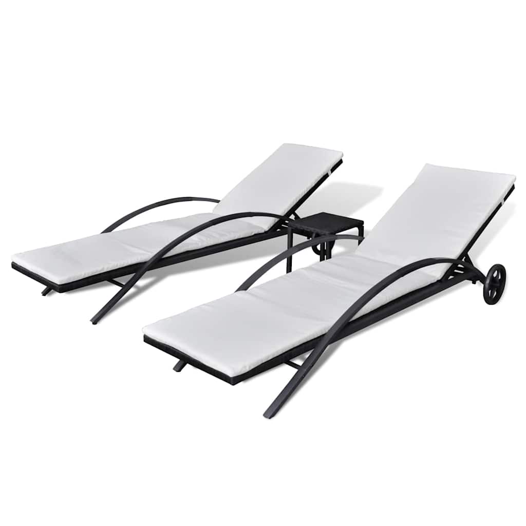 Vidaxl ligbedden met tafel poly rattan zwart