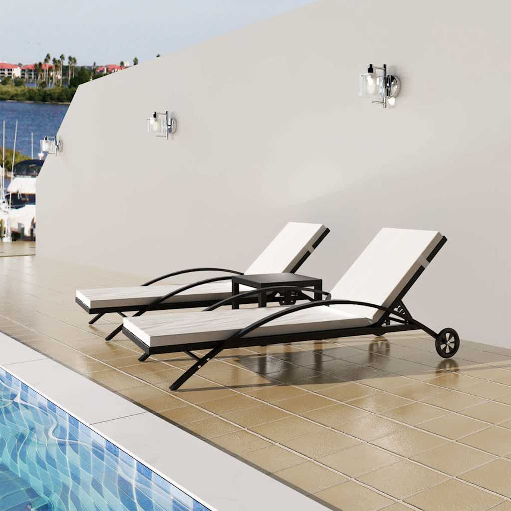 Vidaxl ligbedden met tafel poly rattan zwart