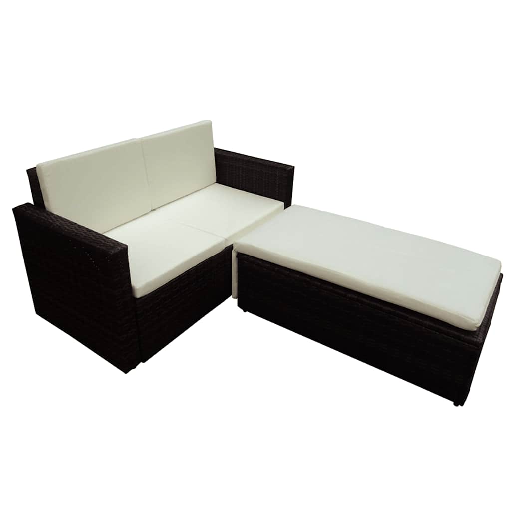 Vidaxl 2-delige loungeset met kussens poly rattan bruin