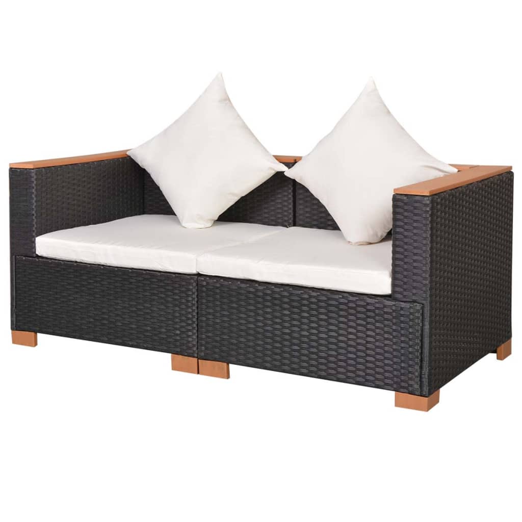 Vidaxl tuinbank poly rattan zwart
