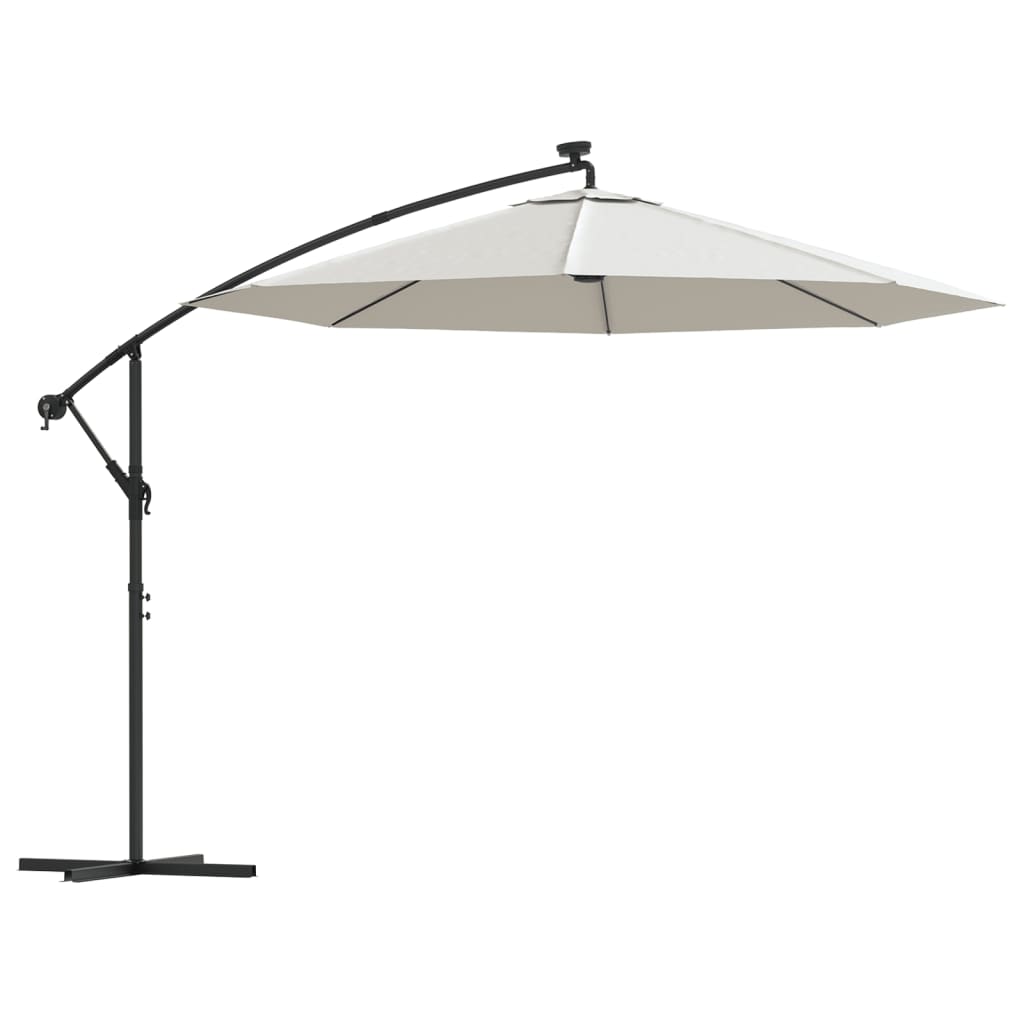 Parasol flottant vidaxl avec éclairage LED et sable de poteau métallique 300 cm