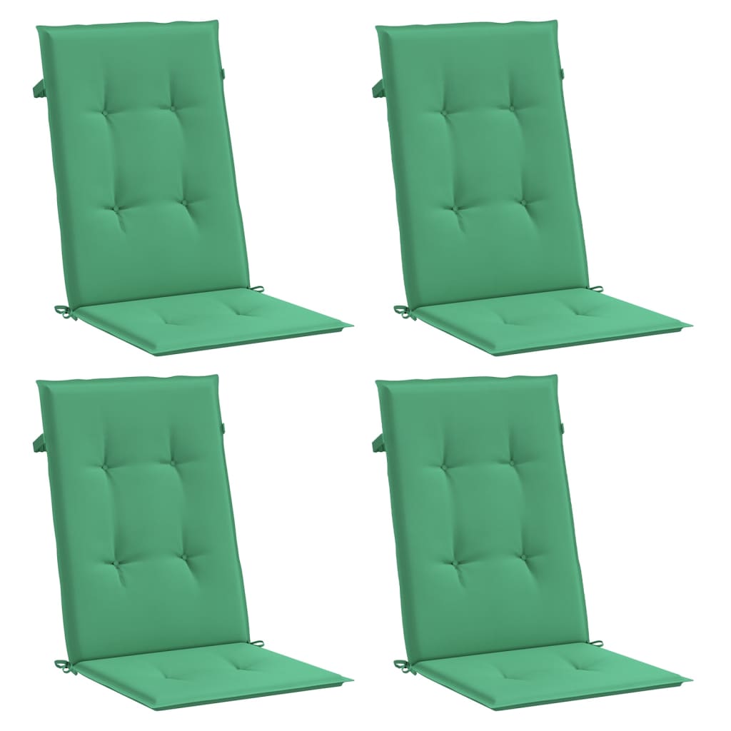 Coussins de chaise de jardin vidaxl 4 ST High arrière 120x50x3 cm tissu vert