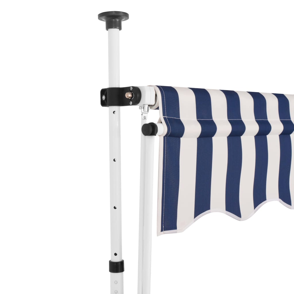 Vidaxl Luifel étend manuellement les rayures bleues et blanches de 400 cm