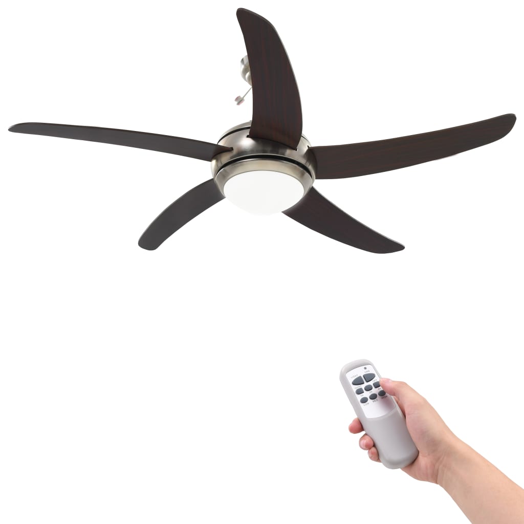 Ventilateur de plafond Vidaxl avec lampe 128 cm brun