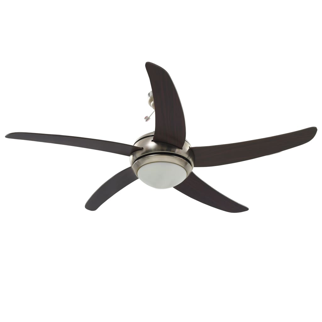 Ventilateur de plafond Vidaxl avec lampe 128 cm brun
