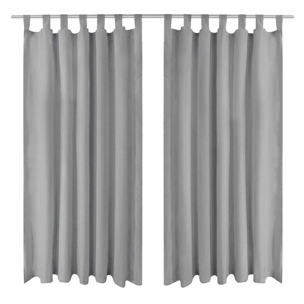 Vidaxl Micro-satin rideaux avec boucles 140x175 cm gris 2 pcs