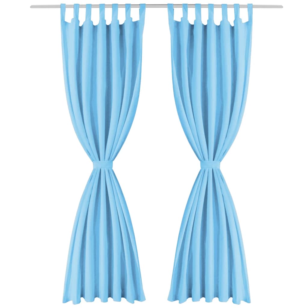 Vidaxl Micro-satin Rideaux avec boucles 140x225 cm turquoise 2 STS