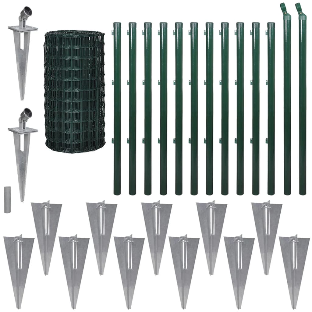 Vidaxl hek 25x0,8 m en acier vert