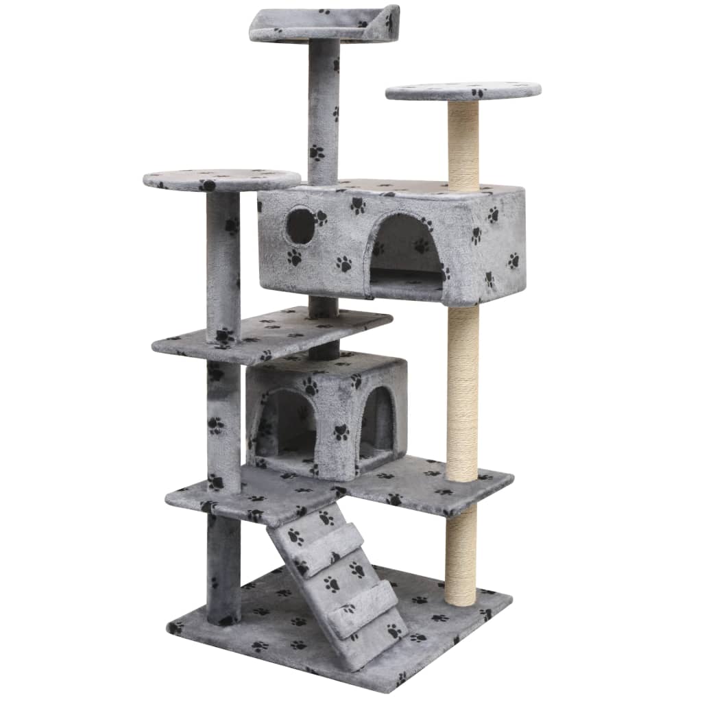 Vidaxl Cat Scratch Post avec Sisal Scratch Posts 125 cm Pootprints Gray