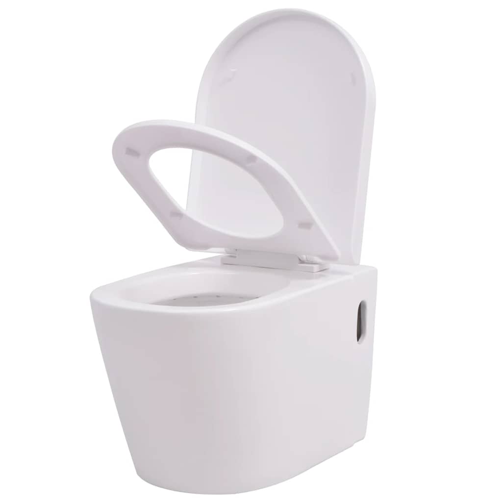 Vidaxl Toilet suspendu en céramique blanc