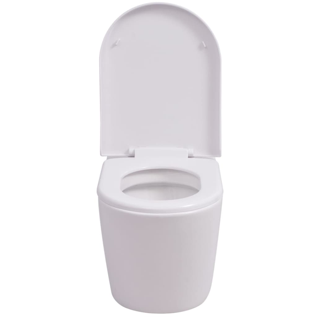Vidaxl Toilet suspendu en céramique blanc