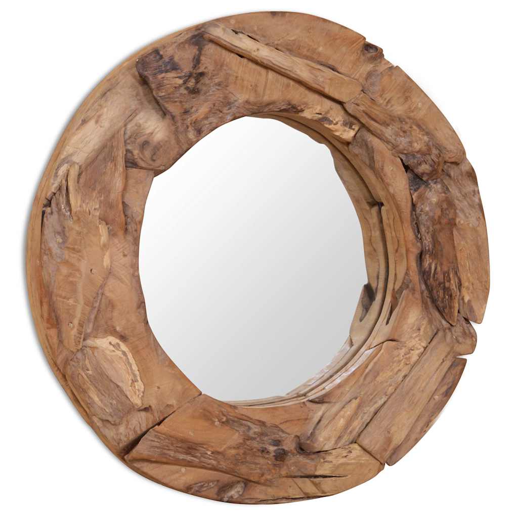Vidaxx miroir décoratif rond 60 cm bois de teck