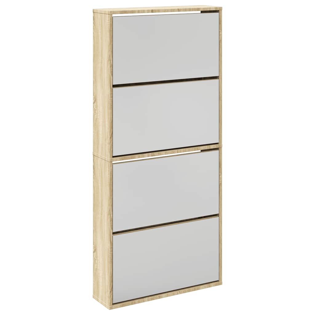 Vidaxx armoire à chaussures avec 4 miroirs 63x17x134 cm chêne