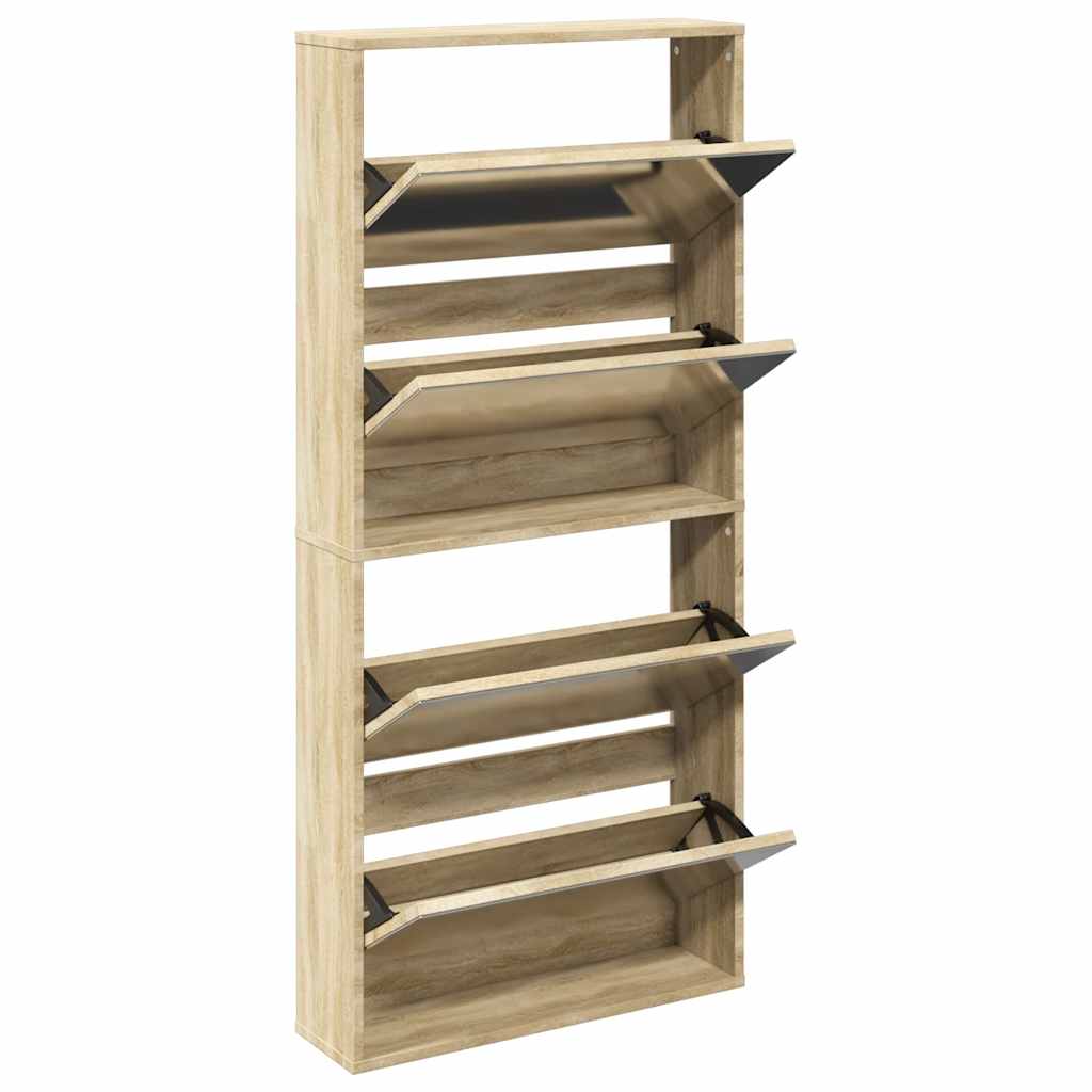 Vidaxx armoire à chaussures avec 4 miroirs 63x17x134 cm chêne