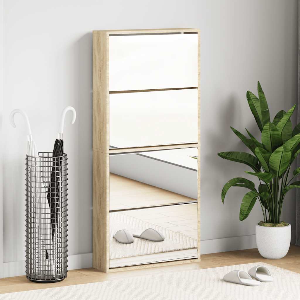 Vidaxx armoire à chaussures avec 4 miroirs 63x17x134 cm chêne