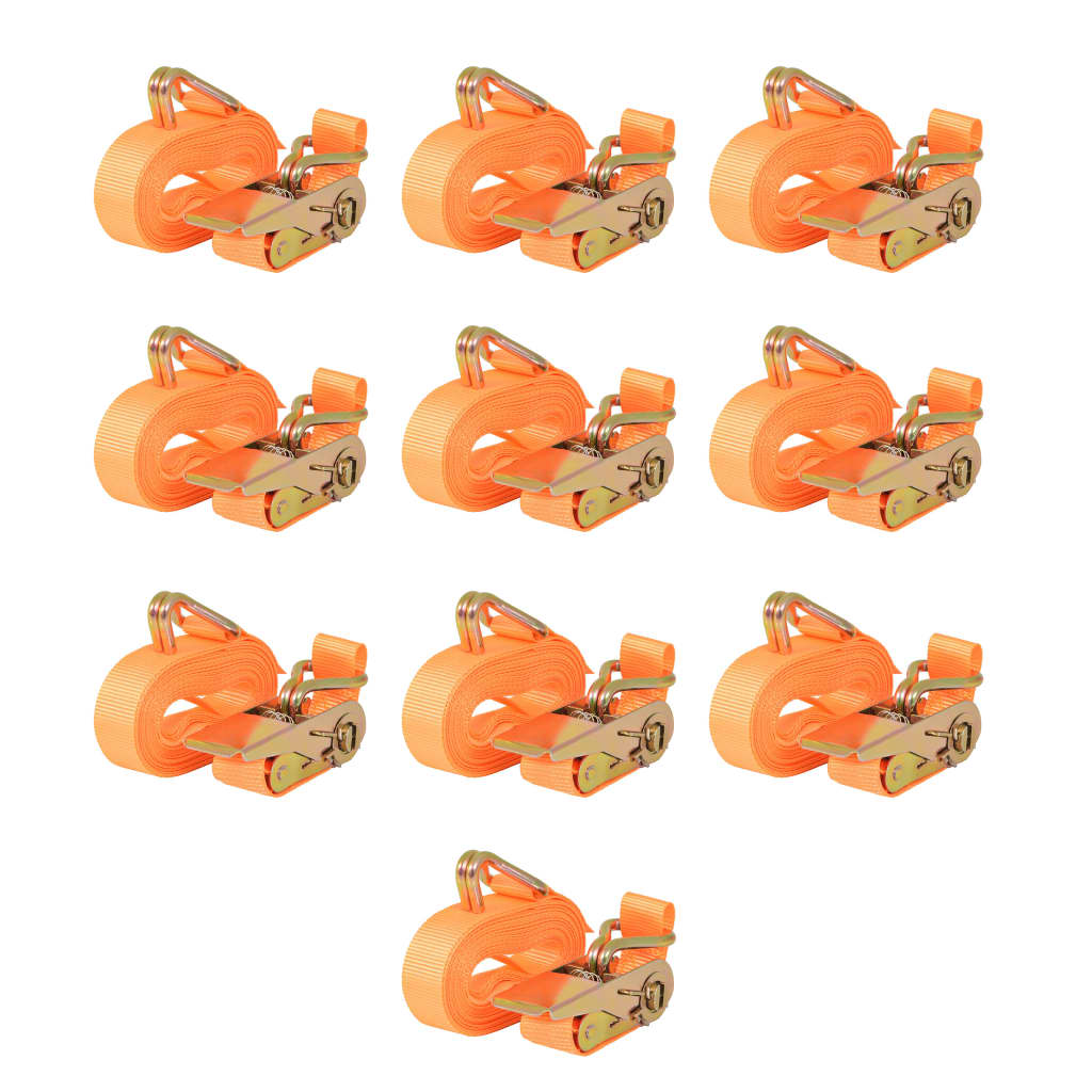 Sangles de tension VidaXL 0,4 tonnes 6mx25mm orange 10 pcs