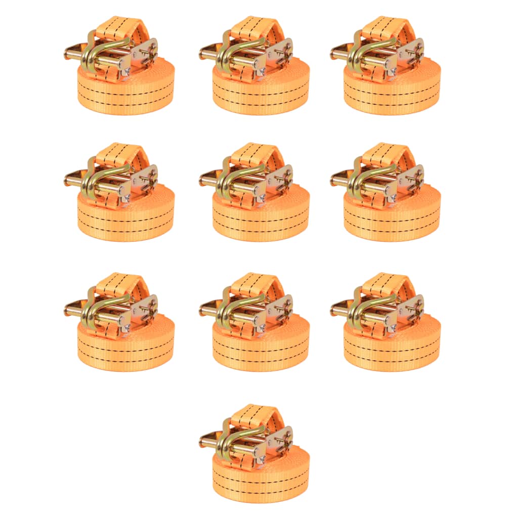 Vidaxl sangles de tension 1 tonne 6mx38mm orange 10 pcs