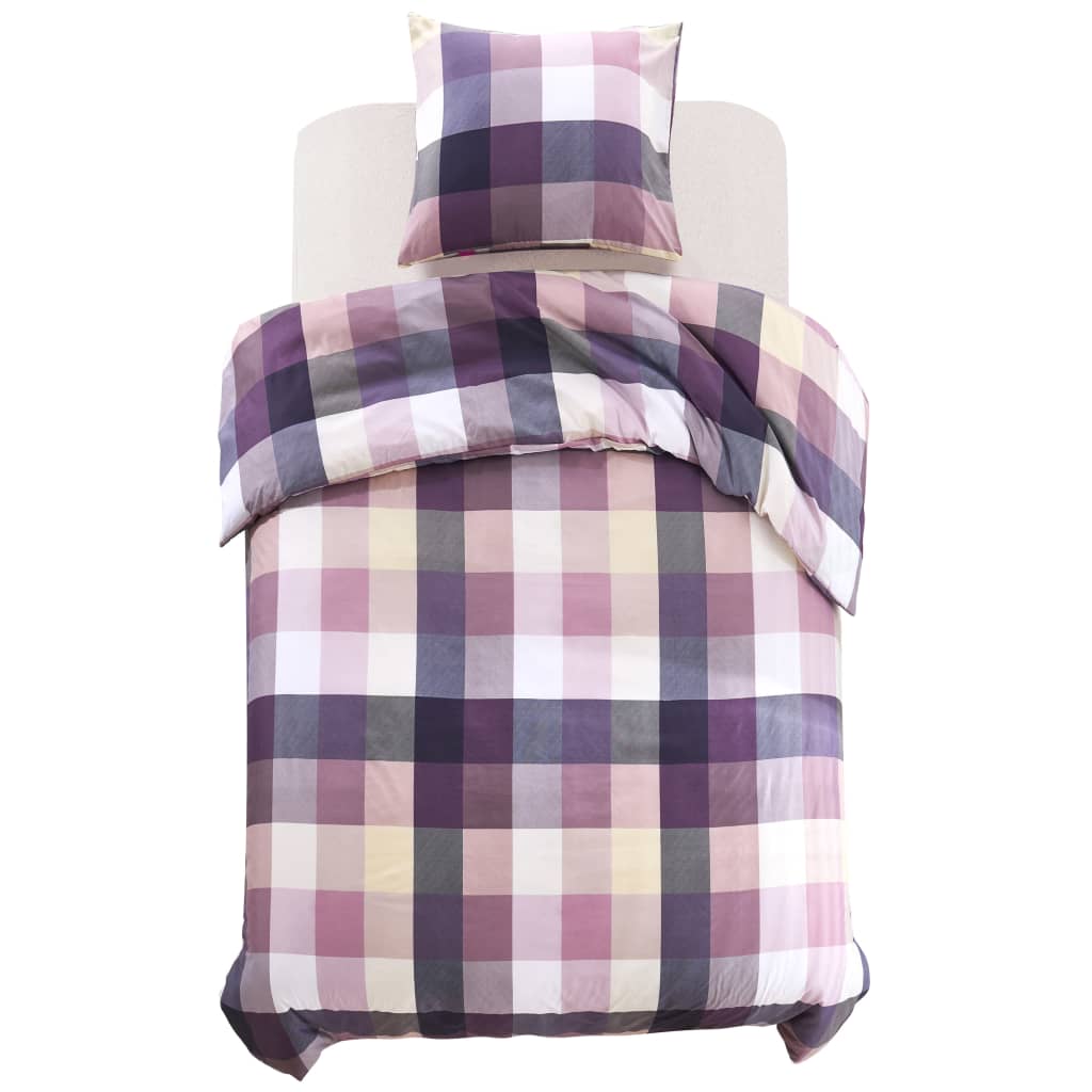 VidaXL Ensemble de housse de couette imprimé diamant 155x220 80x80 cm violet