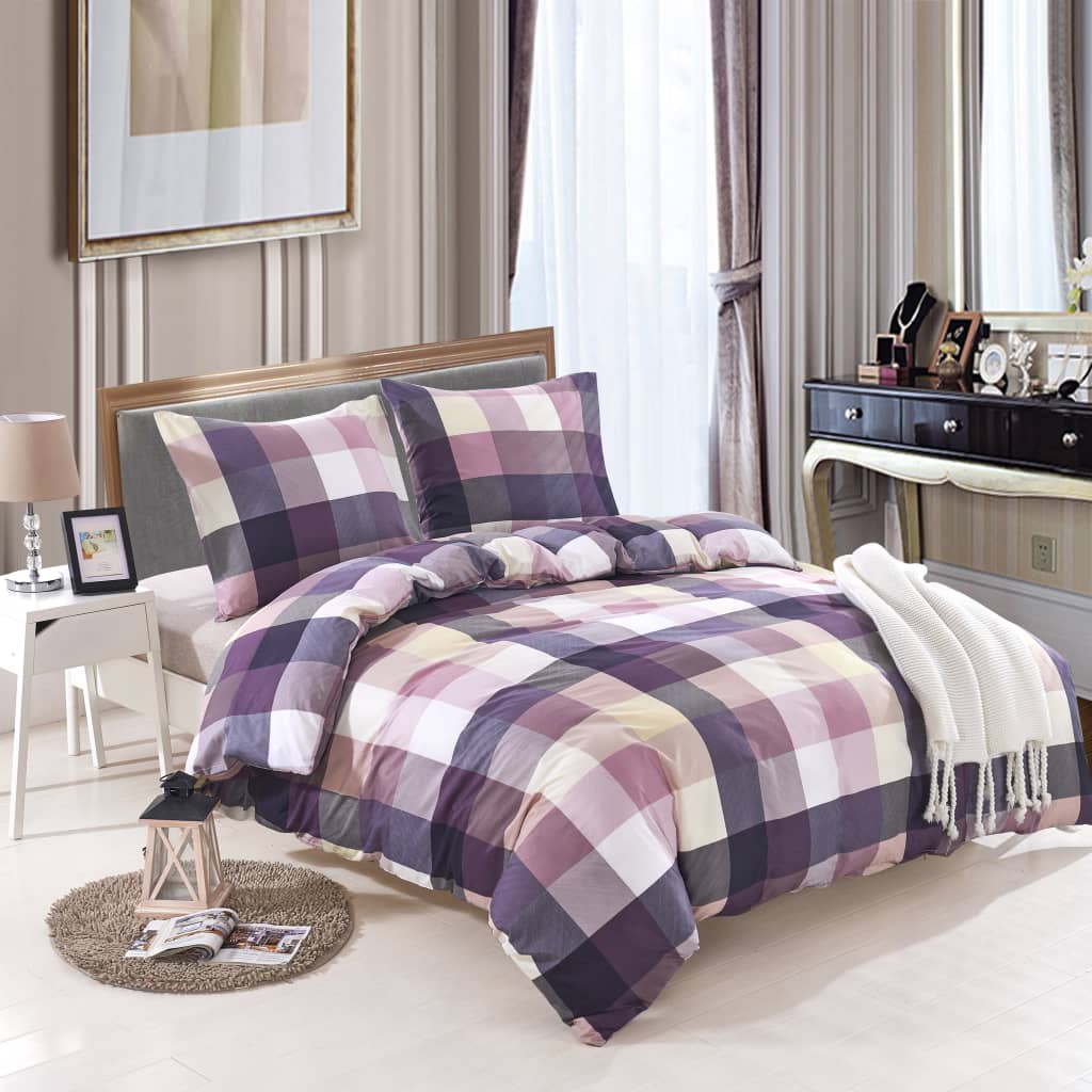 VidaXL Ensemble de housse de couette imprimé diamant 155x220 80x80 cm violet