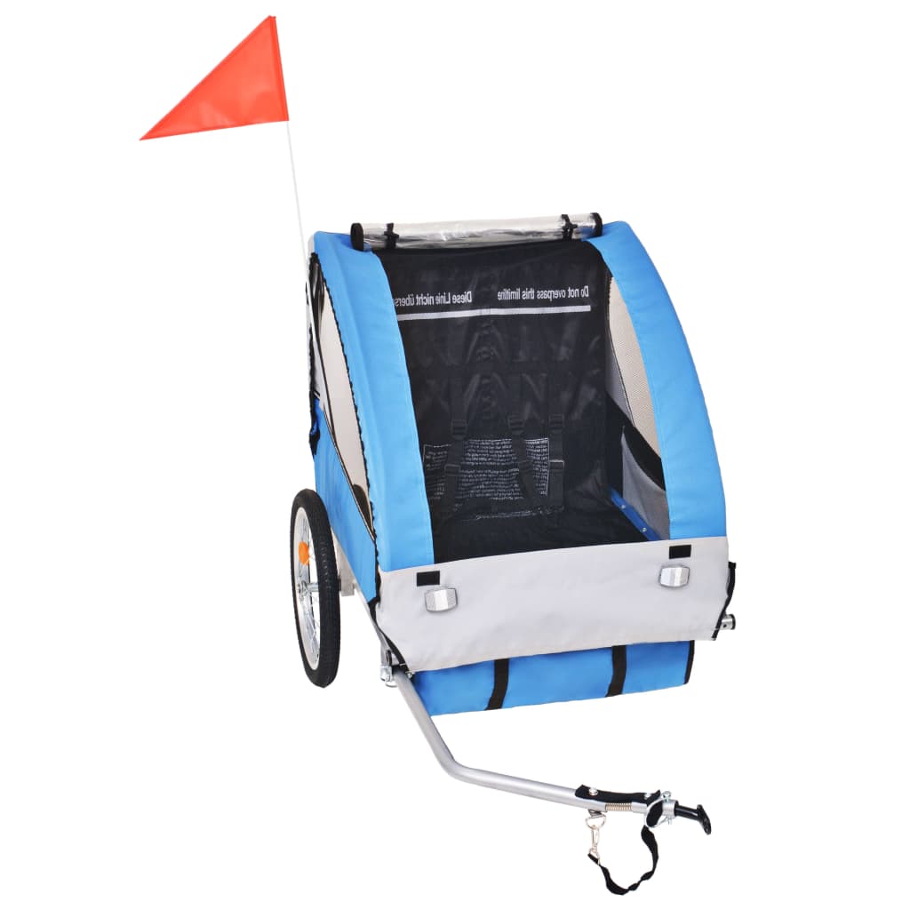 Vidaxl Bicycle Trailer 30 kg gris et bleu