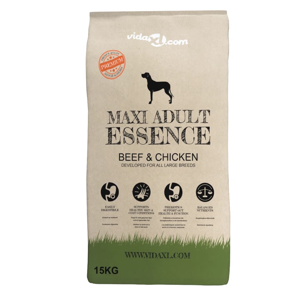 Vidaxl Premium Dog Aliments sec maxi adulte Essence Beef poulet 15 kg