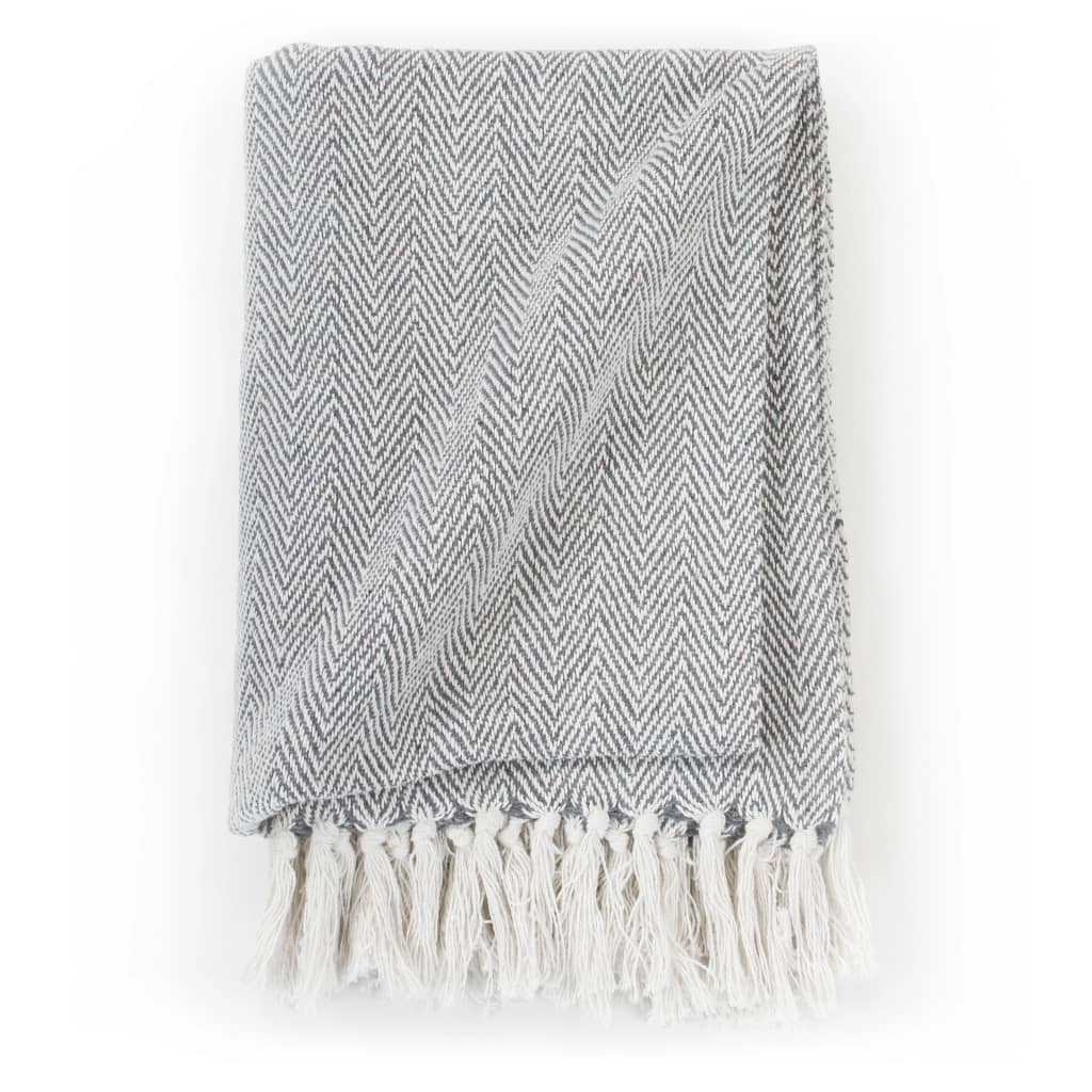 Vidaxl Plaid Herringbone 160x210 cm Coton Gray