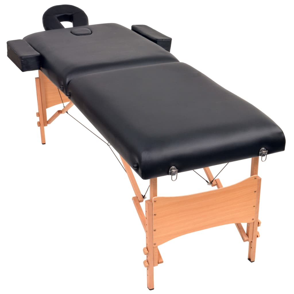 Table de massage vidaxl pliable 2 zones 10 cm d'épaisseur noire