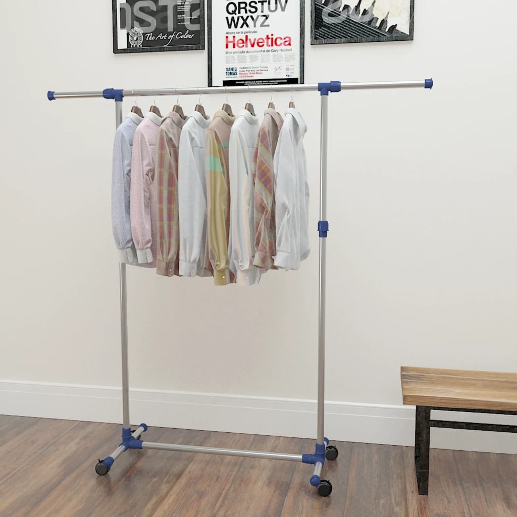 Vidaxx portant à vêtements réglable 165x44x150 cm acier inoxydable argent