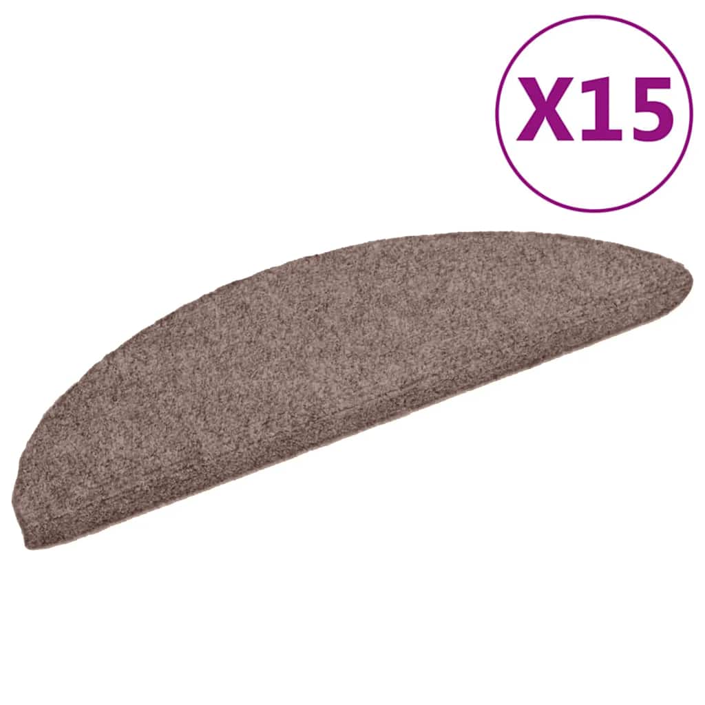 VidaXL tapis d'escalier auto-adhésifs 15 pièces 56x17x3 cm marron clair semi-circulaire