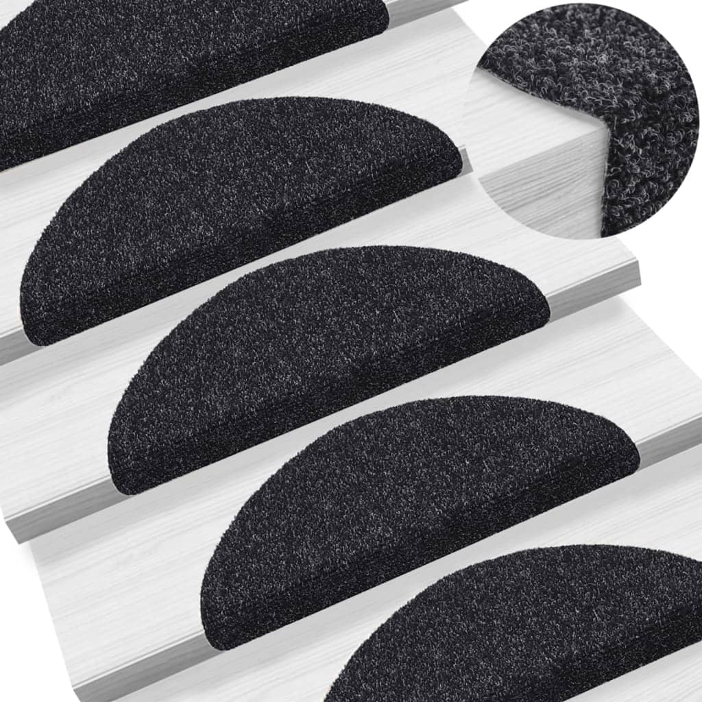 Vidaxl Mat à escalier auto-adhésif 15 pièces 56x17x3 cm Hémisphère noir