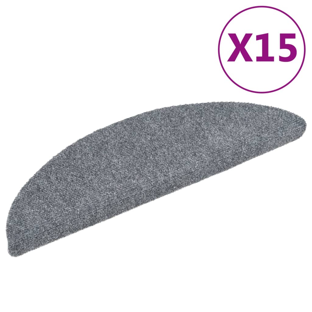 Vidaxl Mat à escalier auto-adhésif 15 pièces 56x17x3 cm en gris clair semi-terr