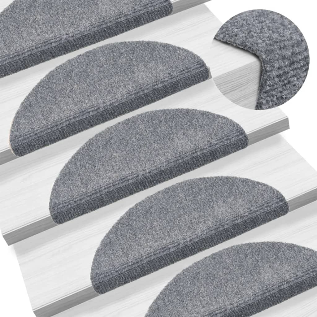 Vidaxl Mat à escalier auto-adhésif 15 pièces 56x17x3 cm en gris clair semi-terr
