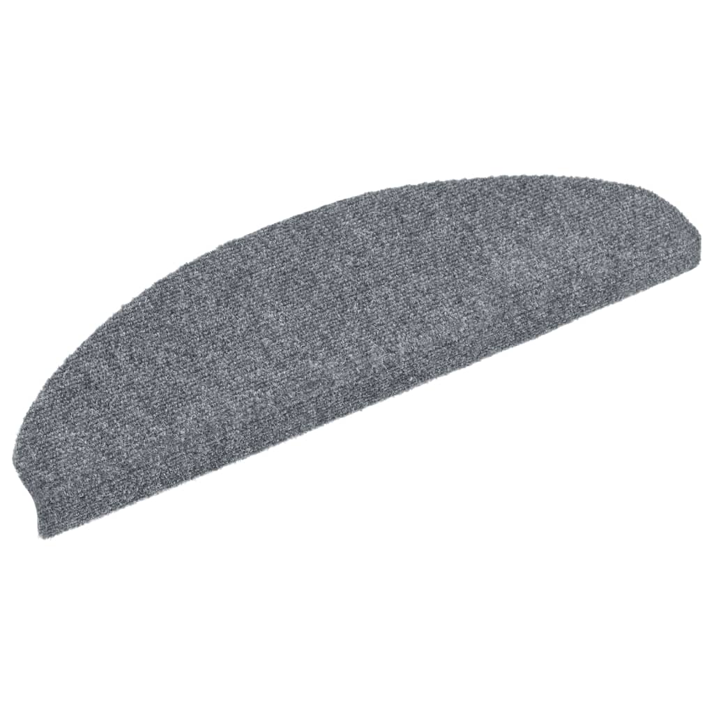 Vidaxl Mat à escalier auto-adhésif 15 pièces 65x21x4 cm Gray clair semi -rinds grandes