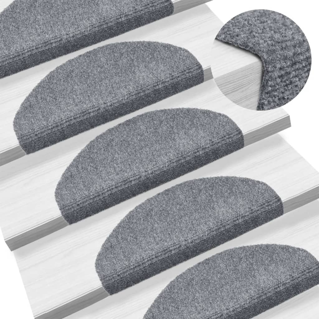 Vidaxl Mat à escalier auto-adhésif 15 pièces 65x21x4 cm Gray clair semi -rinds grandes