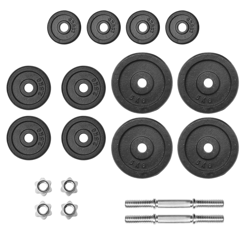 Vidaxl 18 pièces à haltères 40 kg de fonte