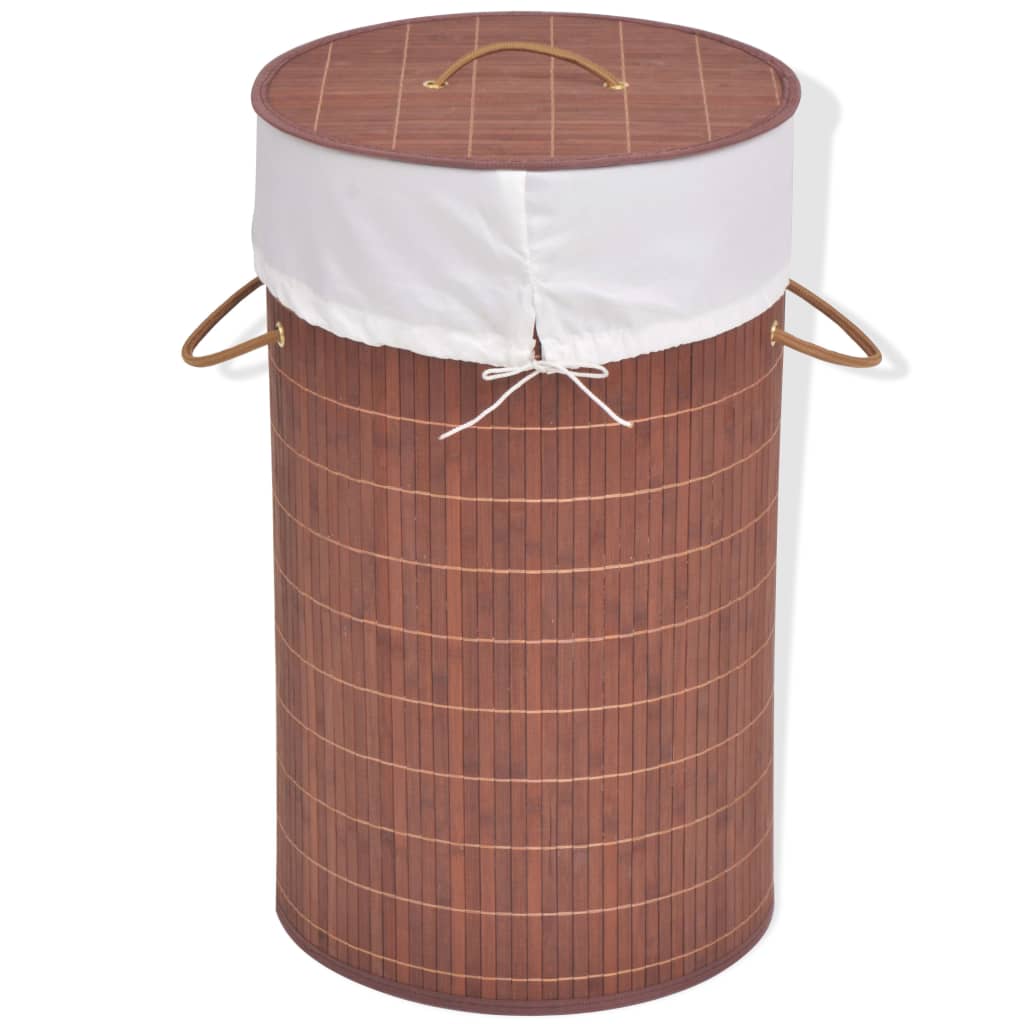 VidaXL panier à linge rond bambou marron