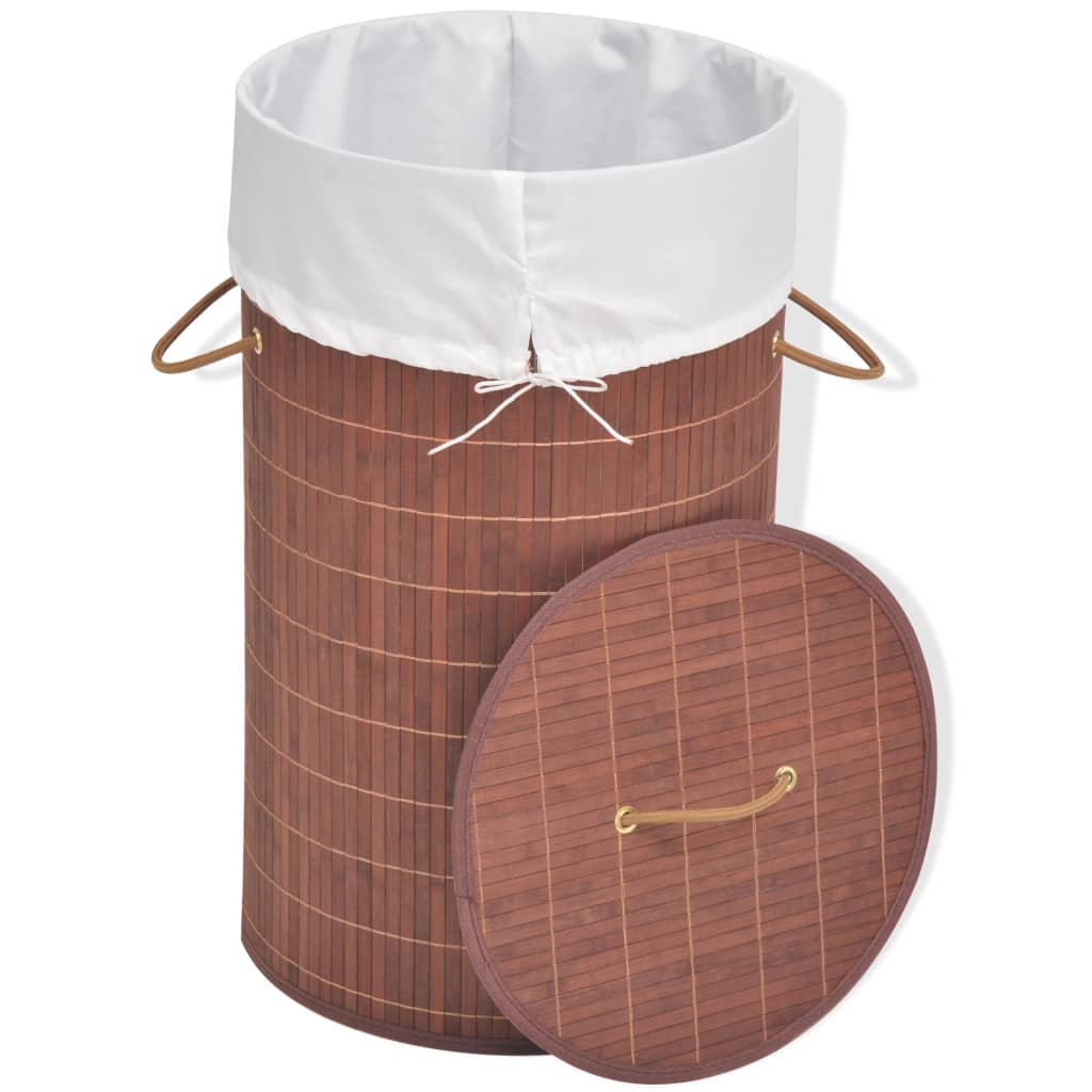 VidaXL panier à linge rond bambou marron