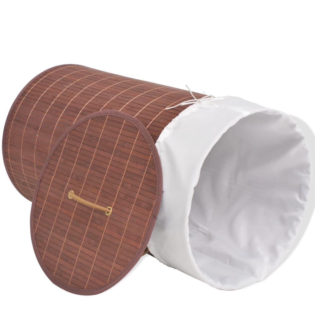 VidaXL panier à linge rond bambou marron