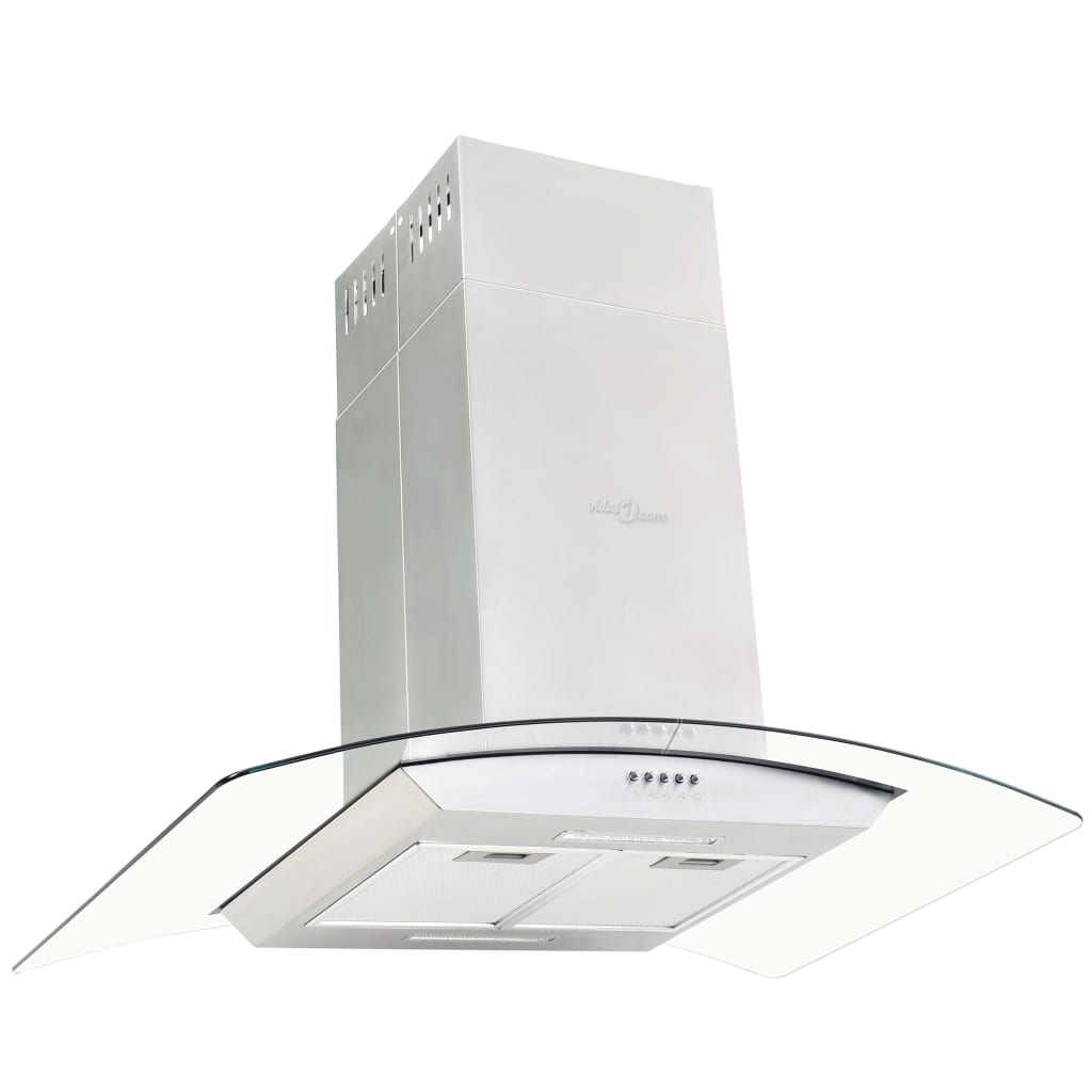 Extracteur de l'île Vidaxl 756 m³ U LED 90 cm en acier inoxydable