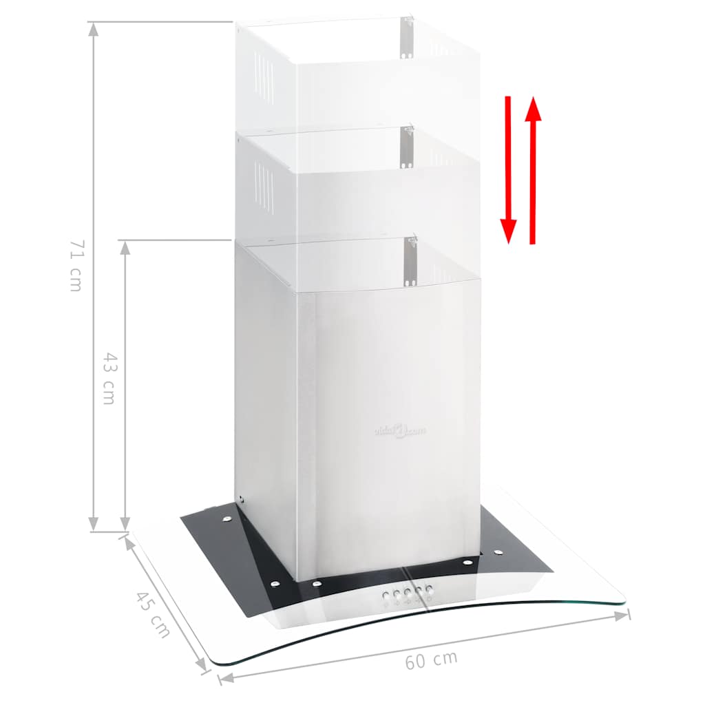 Hotte d'extracteur de paroi Vidaxl 756 m³ U LED 60 cm en acier inoxydable