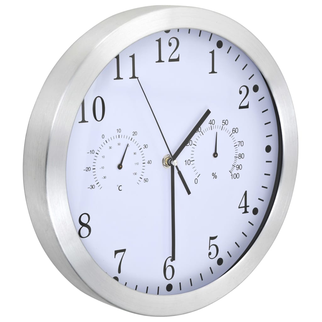 Horloge murale vidaxl avec mécanisme de quartz thermomètre hygromètre 30 cm blanc