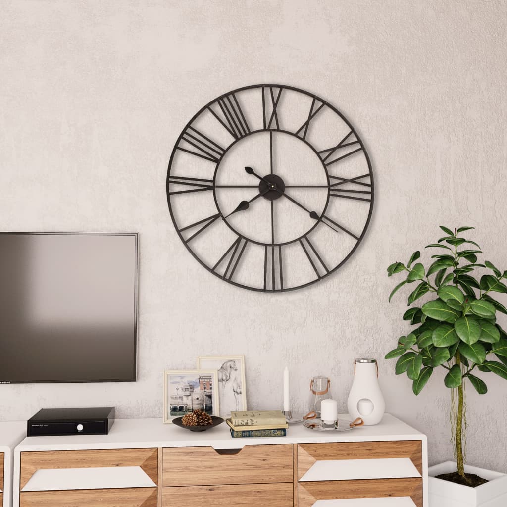 Vidaxl Mur Horloge Vintage Style avec mécanisme de quartz xxl 80 cm métal
