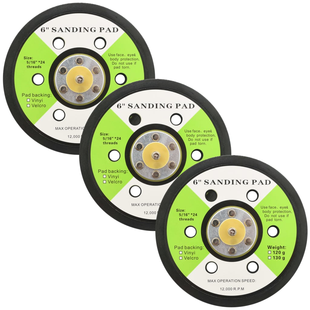 Tampons de ponçage vidaxl avec 6 trous 15 cm 3 m