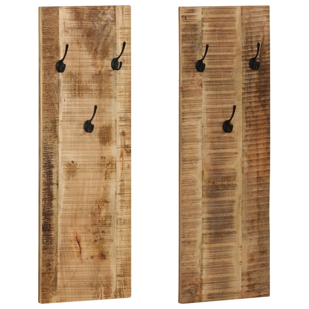 Vidaxx porte-manteaux muraux 2 pcs 36x110x3 cm bois de manguier massif
