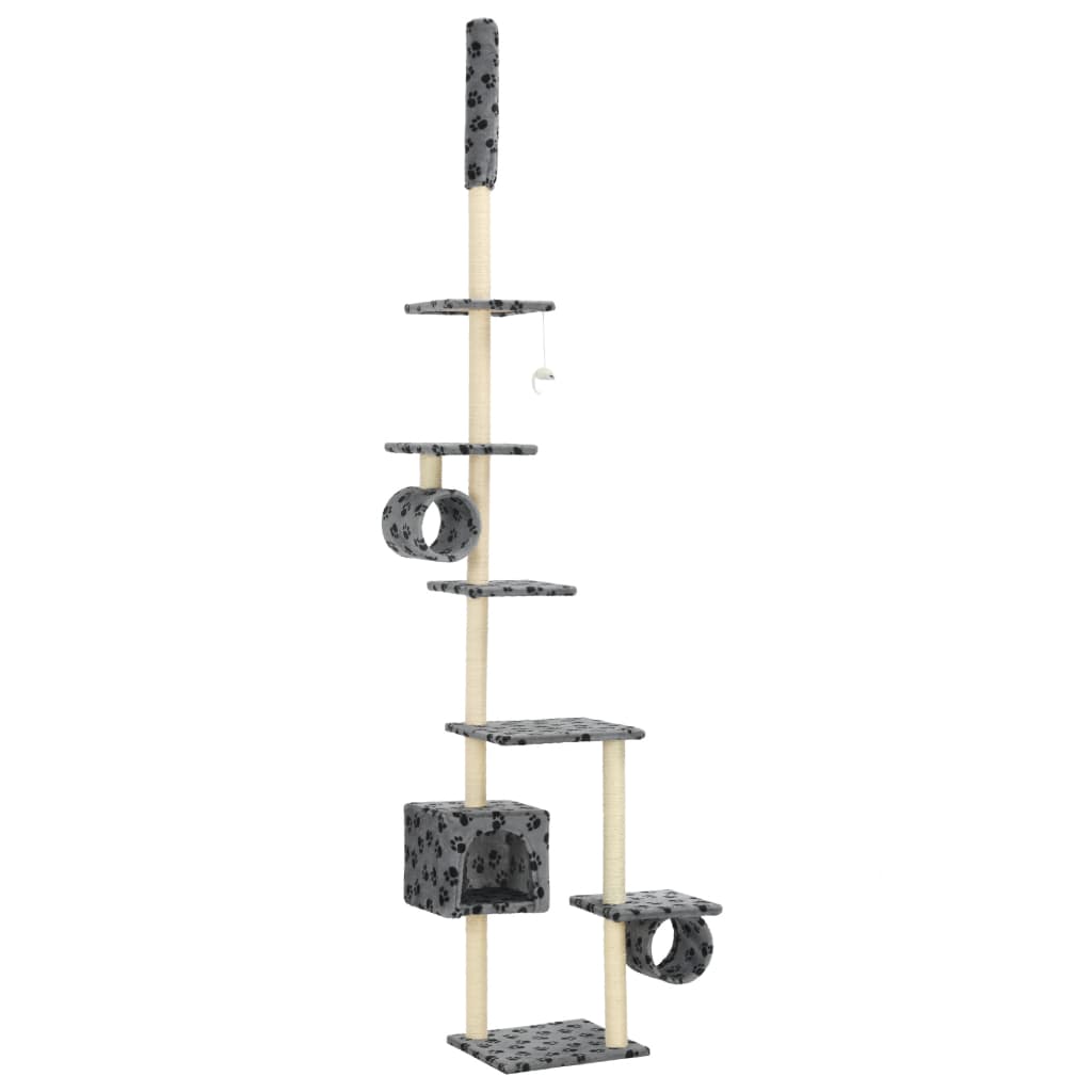 Vidaxl arbre à chat avec poteaux en sisal 260 cm empreintes de pattes gris